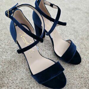 Harriet Wilde Arabella Block Heels Blue Velvet